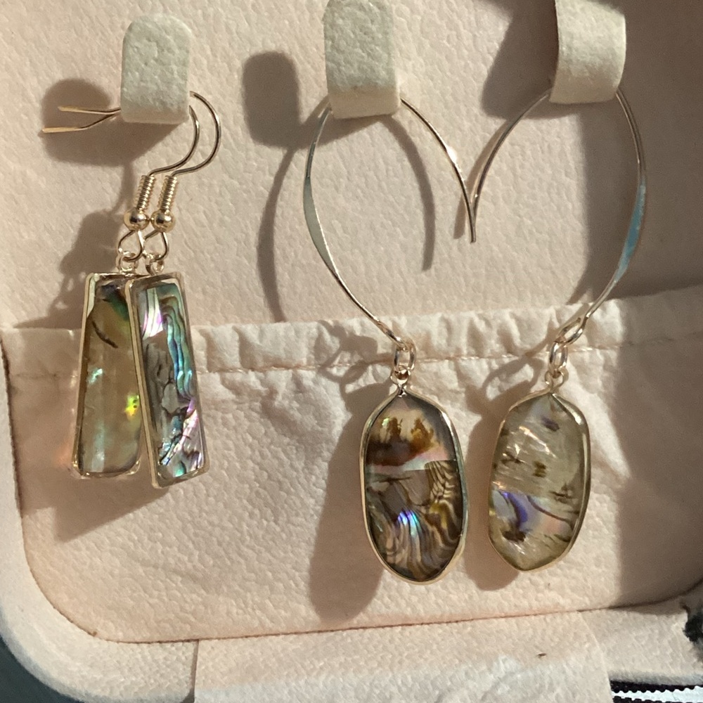 🐚Abalone Shell Earring Set – 2 Pair Bundle ✨ - Picture 10 of 17